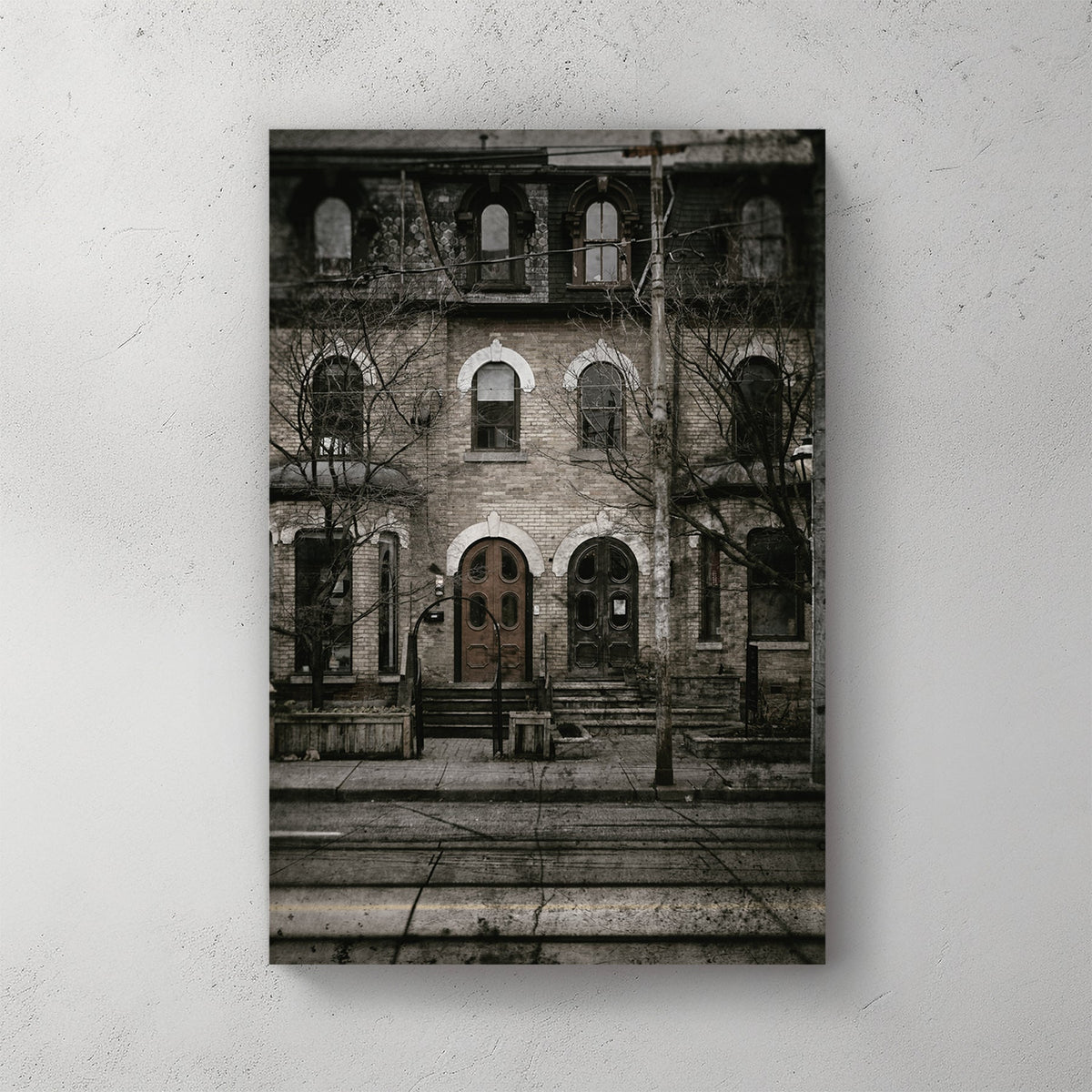 vintage Toronto townhouse street scene wall art