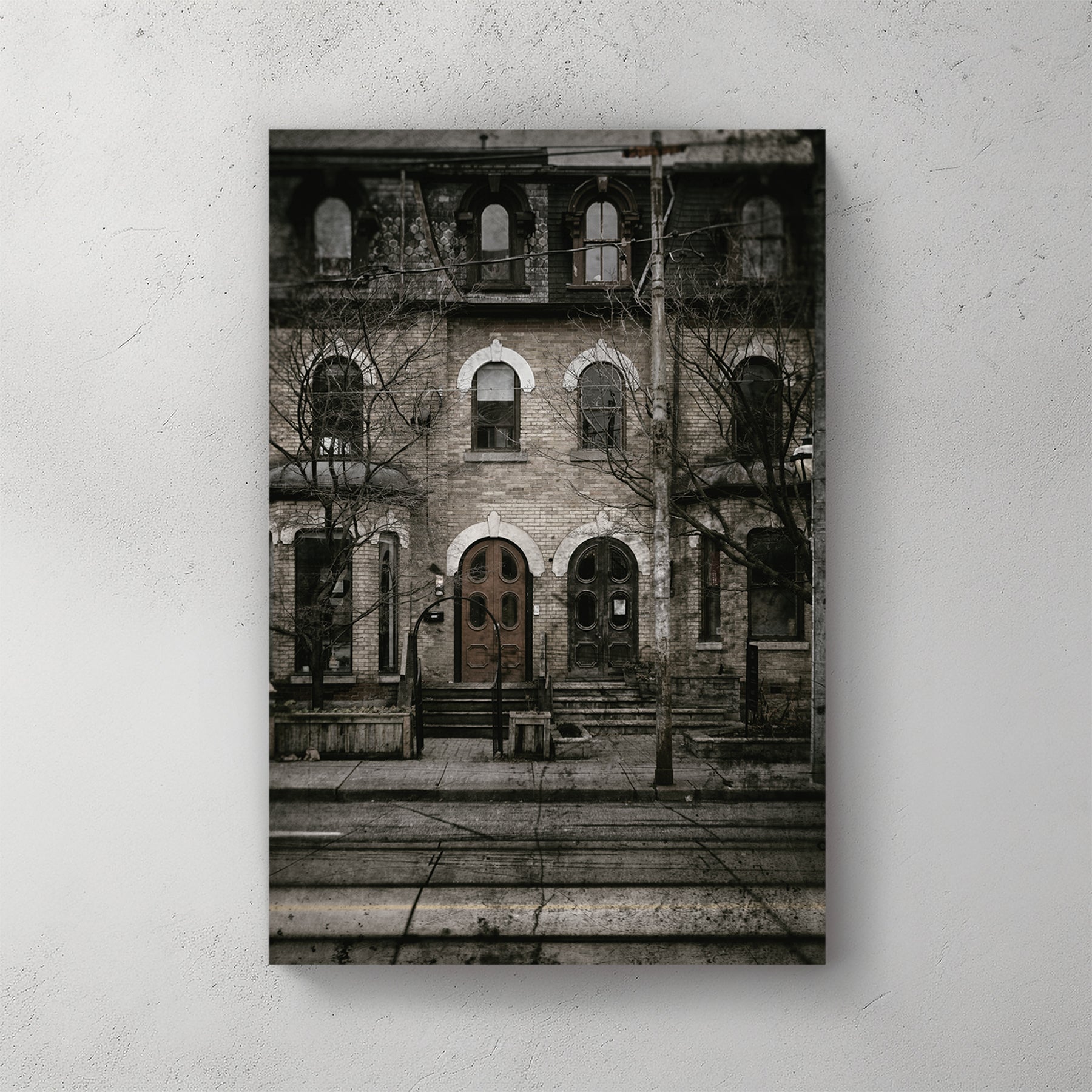 vintage Toronto townhouse street scene wall art