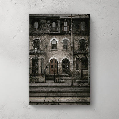 vintage Toronto townhouse street scene wall art