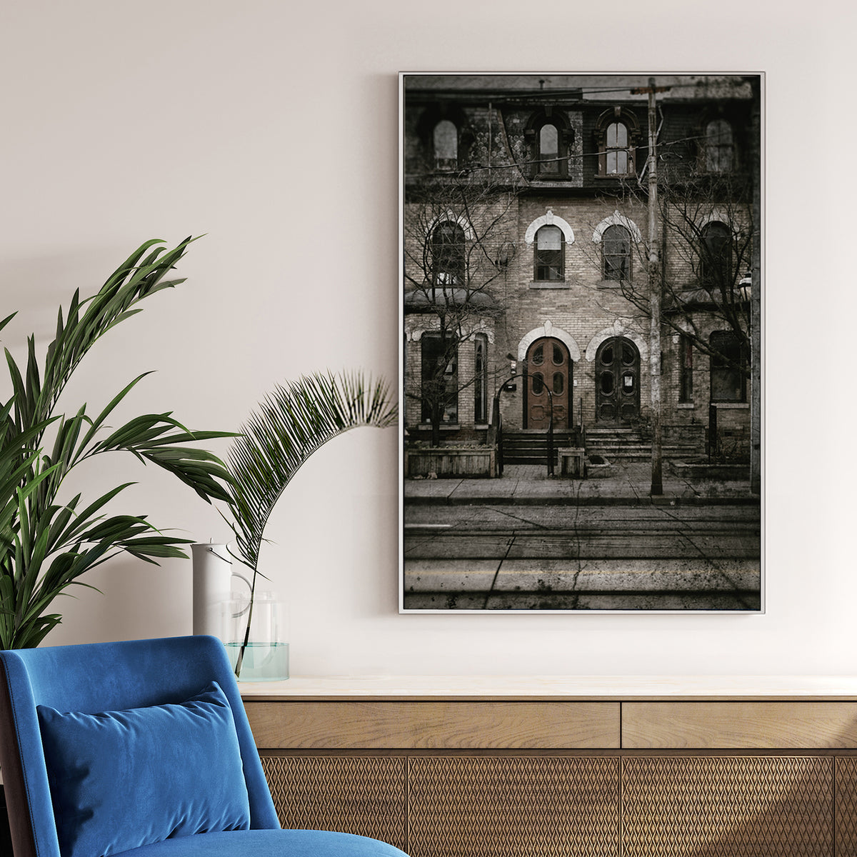 vintage Toronto townhouse street scene wall art