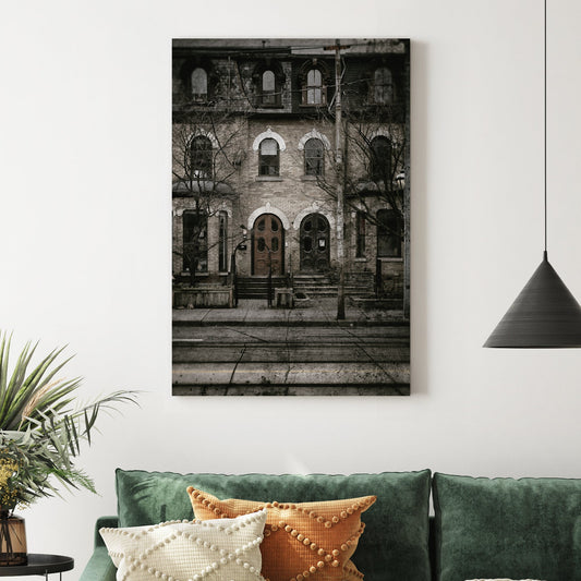 vintage Toronto townhouse street scene wall art