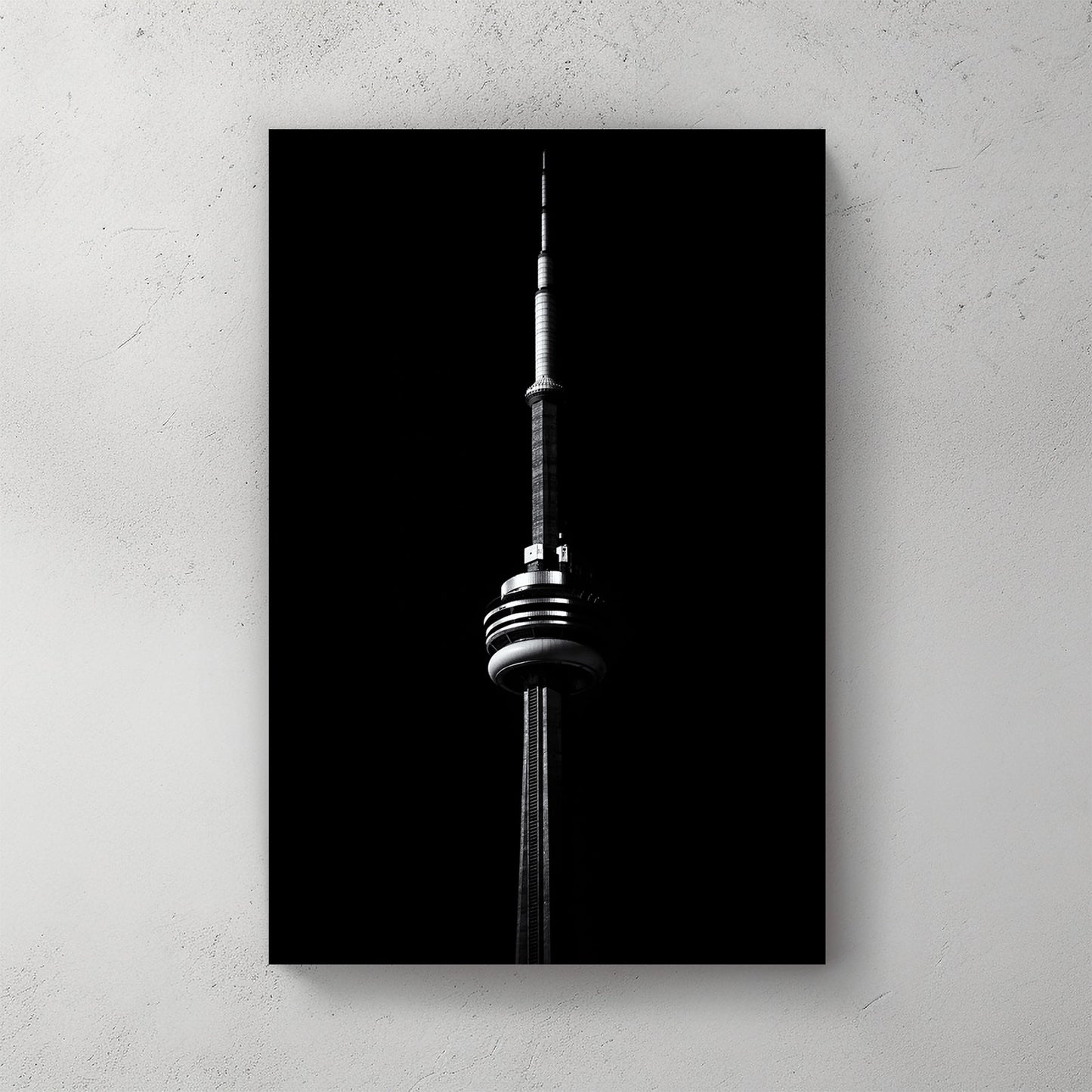 CN Tower silhouette wall art in black and white