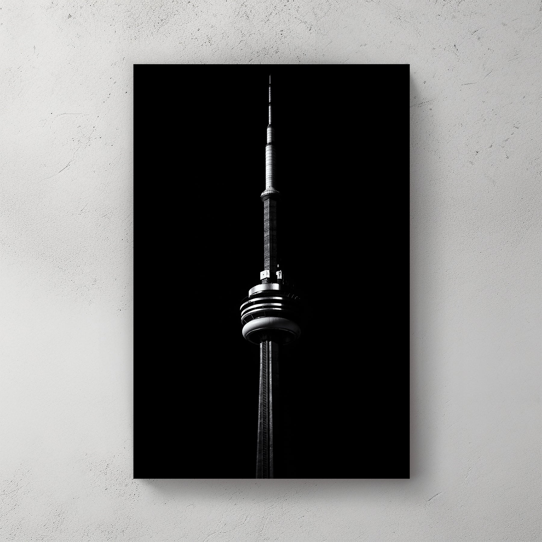 CN Tower silhouette wall art in black and white
