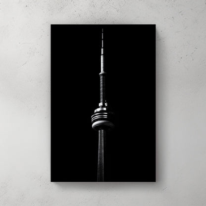 CN Tower silhouette wall art in black and white