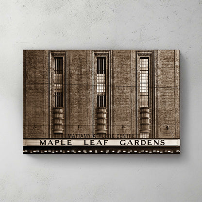 sepia maple leaf gardens toronto wall art with vintage arena sign