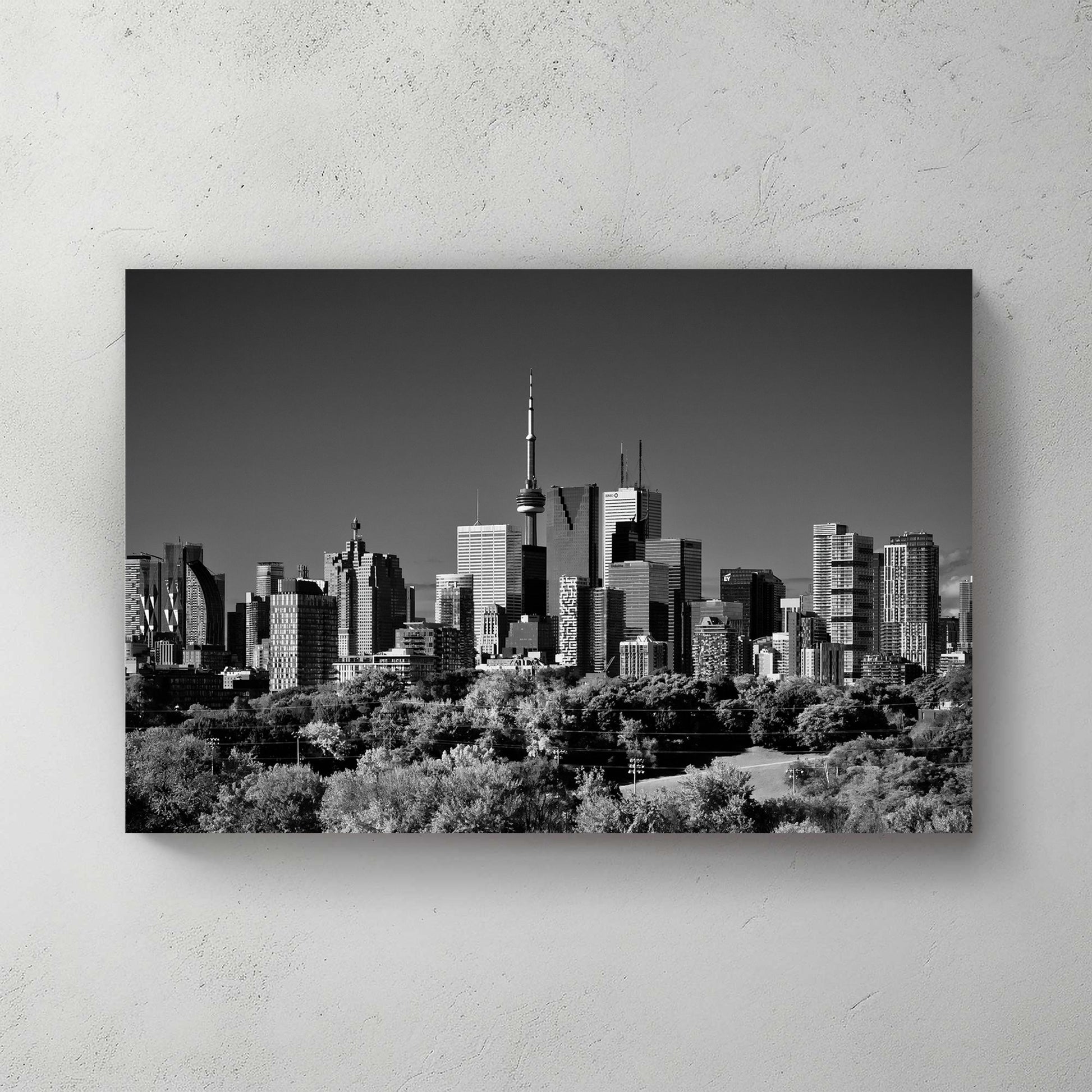 black and white toronto skyline wall art from riverdale park