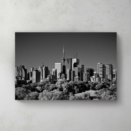 black and white toronto skyline wall art from riverdale park