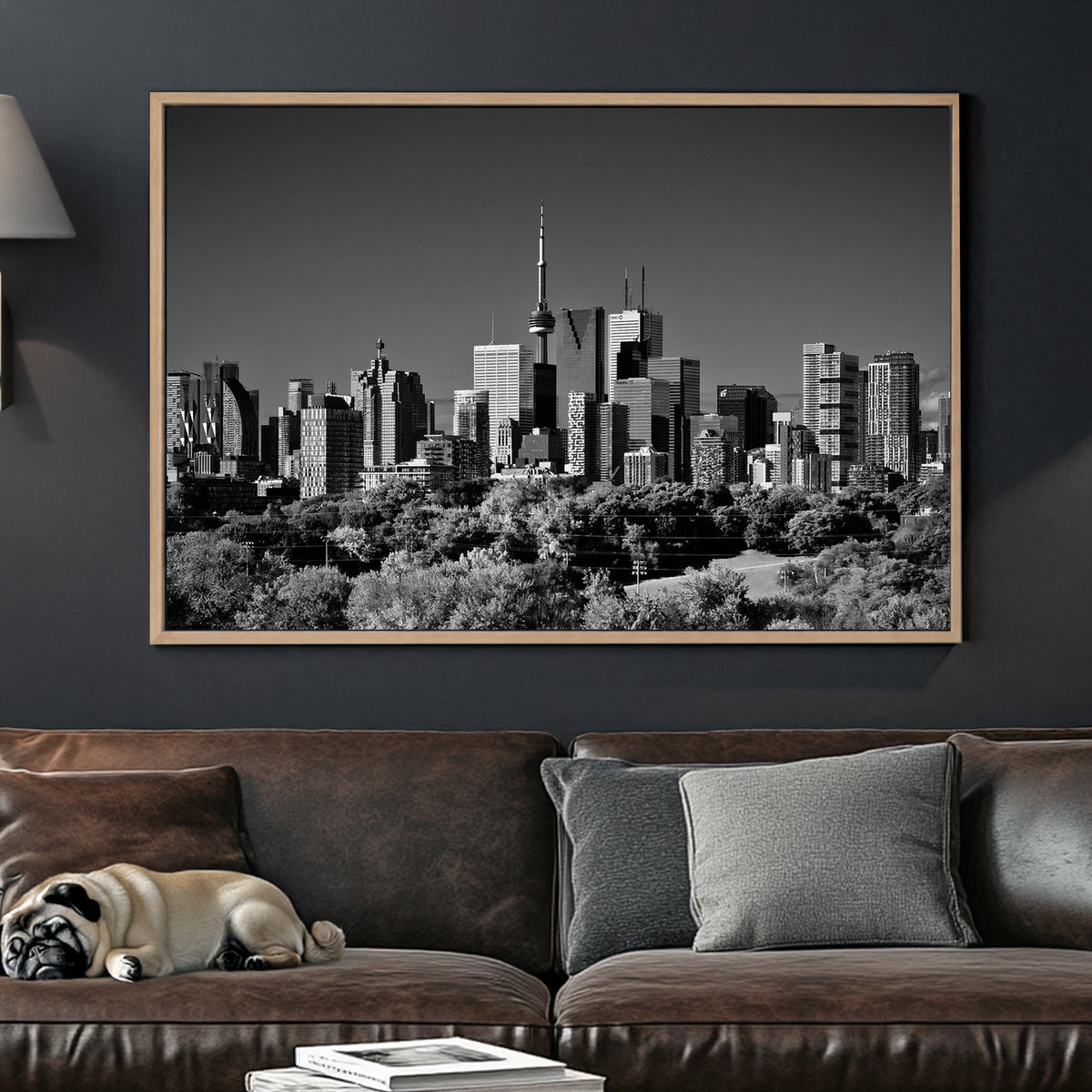 black and white toronto skyline wall art from riverdale park