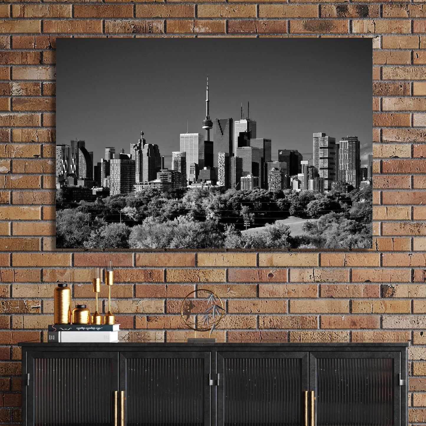 black and white toronto skyline wall art from riverdale park