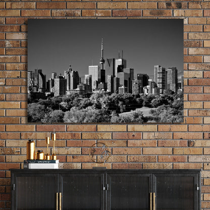 black and white toronto skyline wall art from riverdale park