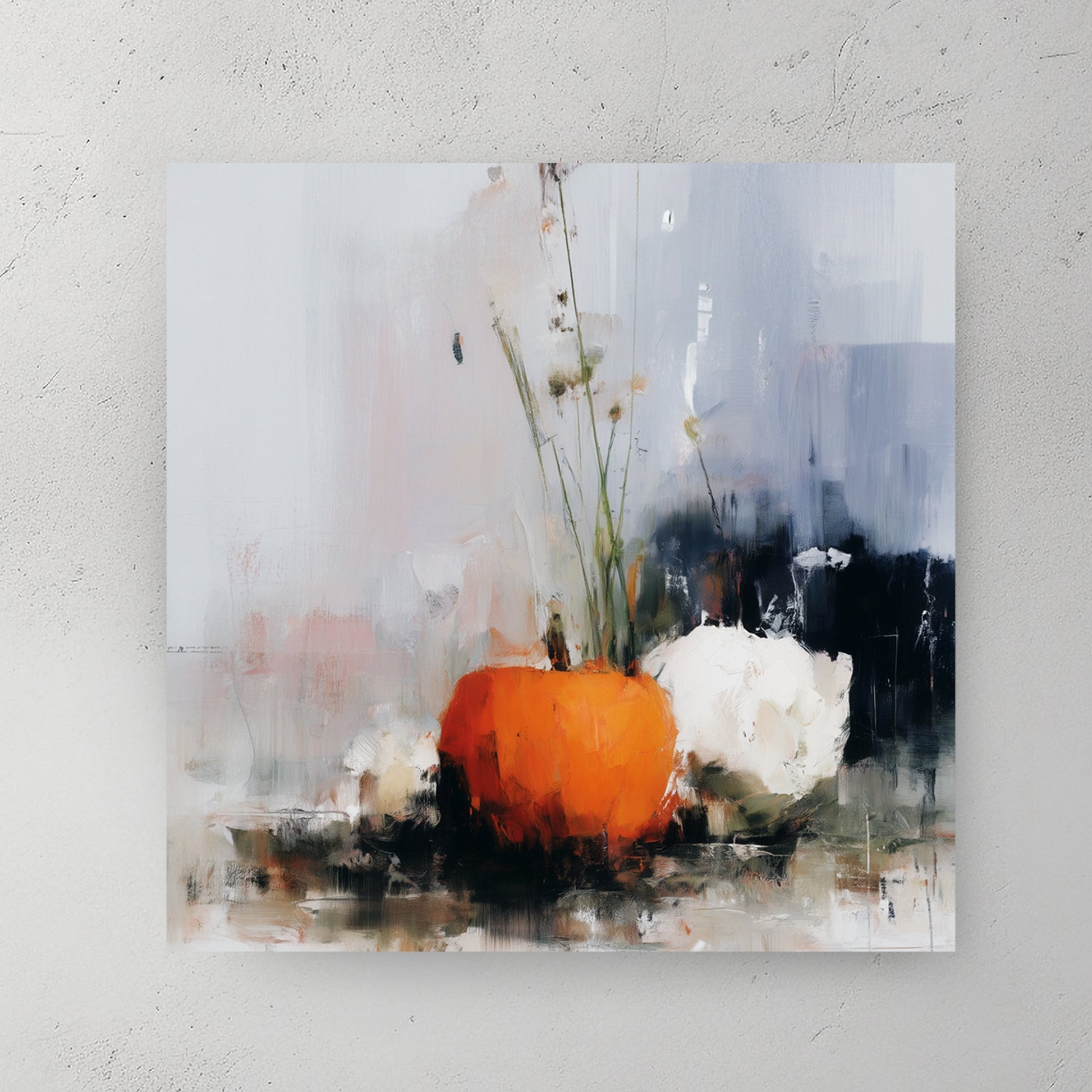 abstract fall pumpkin wall art in soft neutral tones