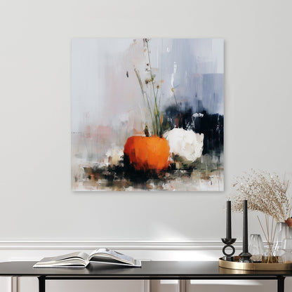 abstract fall pumpkin wall art in soft neutral tones