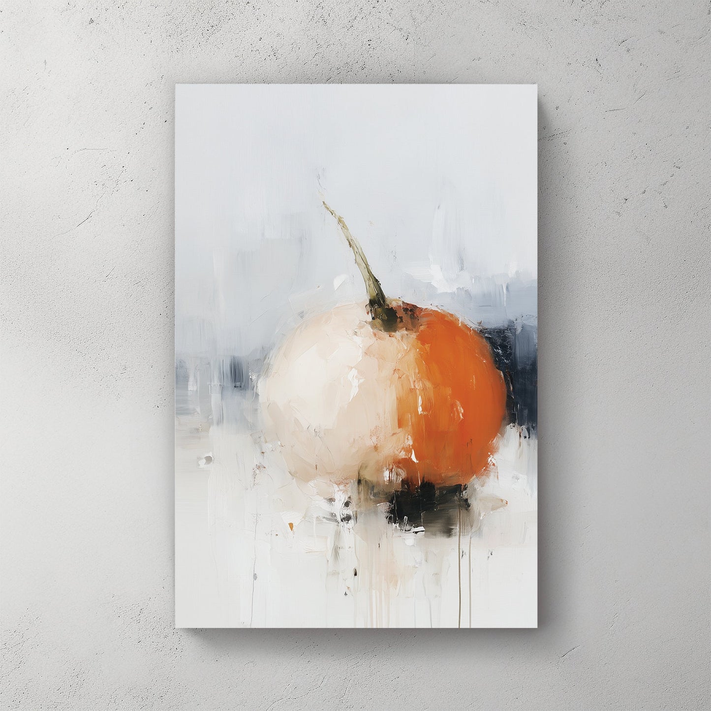 minimalist pumpkin wall art with abstract brushstrokes