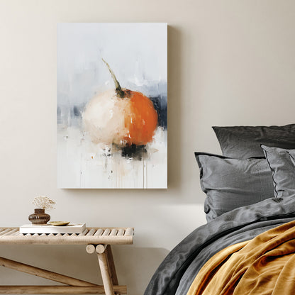 minimalist pumpkin wall art with abstract brushstrokes