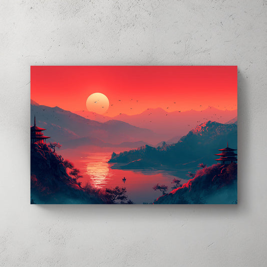 Red Sunset #326 Canvas Wall Art & Metal Prints