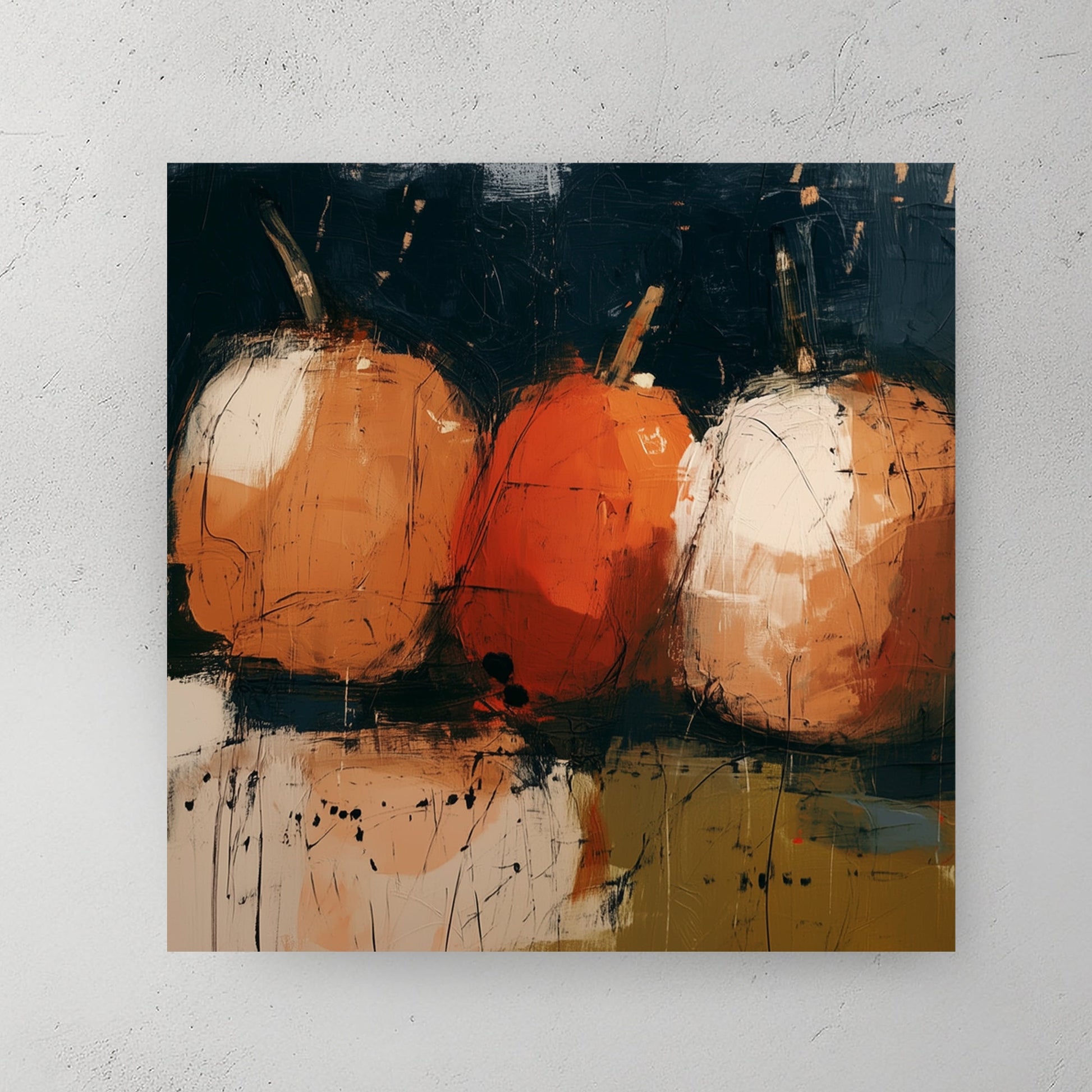 modern abstract pumpkin painting with fall colours