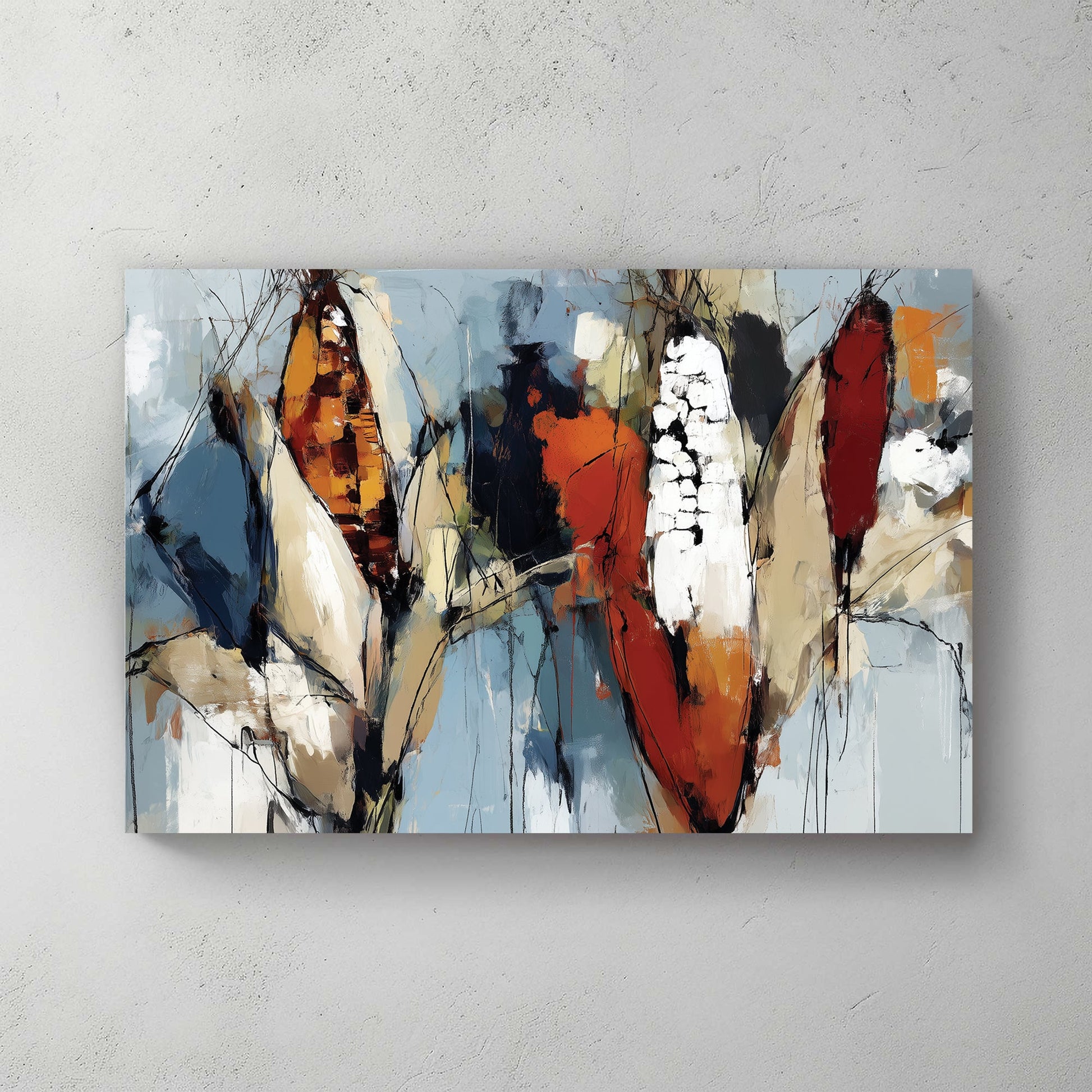 abstract corn harvest wall art in autumn tones
