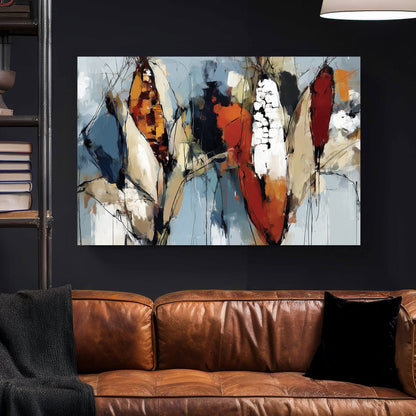 abstract corn harvest wall art in autumn tones