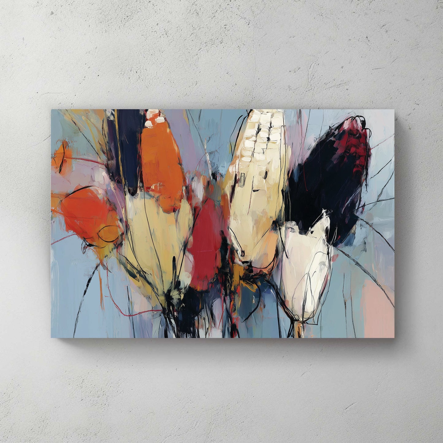 abstract painting of multi-coloured corn with fall colours
