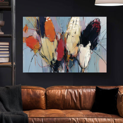 abstract painting of multi-coloured corn with fall colours