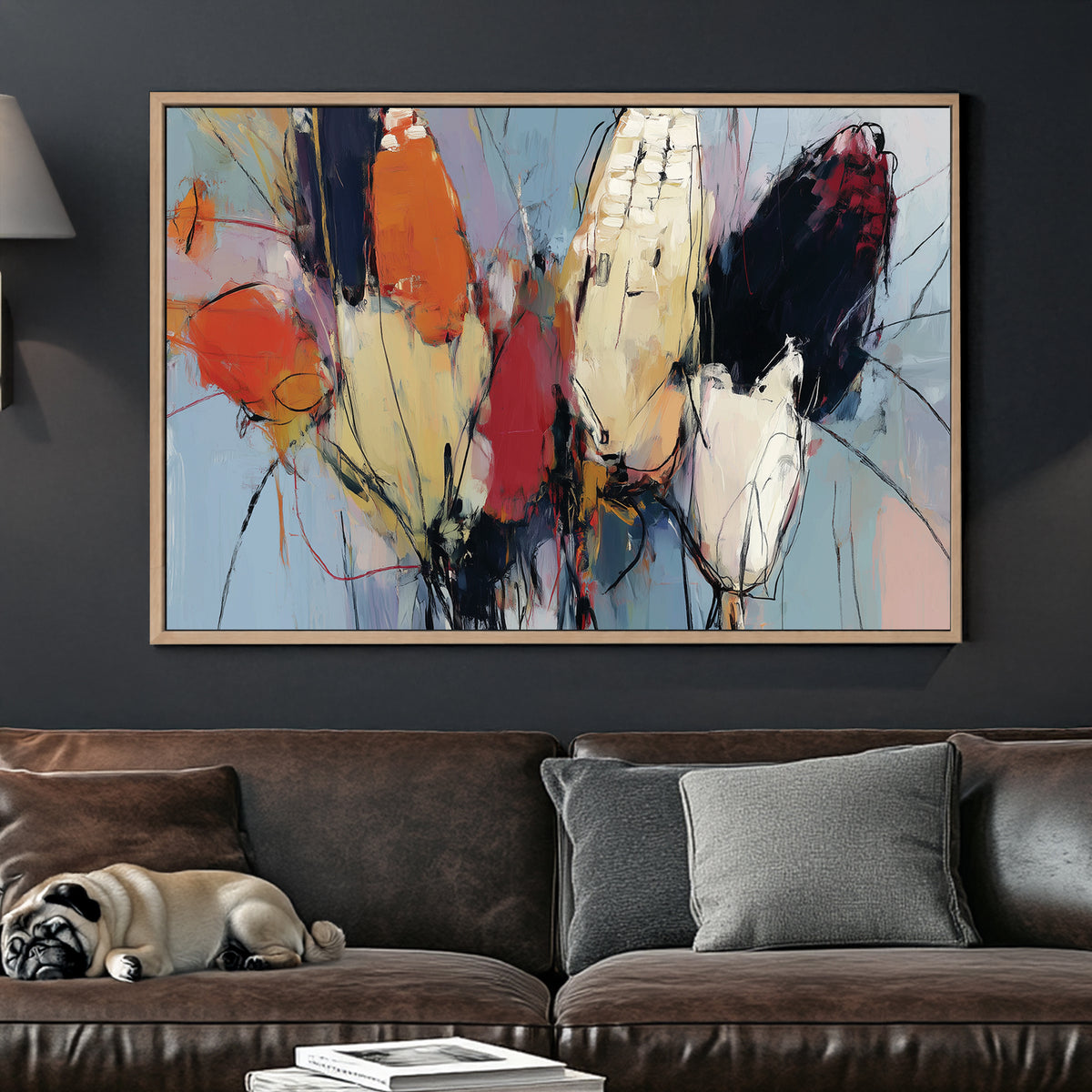 abstract painting of multi-coloured corn with fall colours