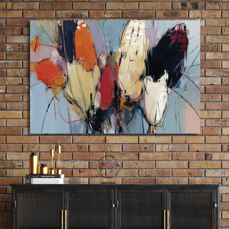abstract painting of multi-coloured corn with fall colours