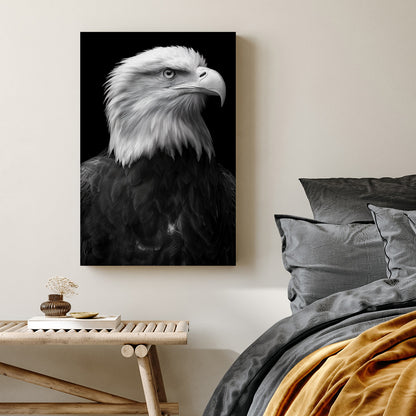 bald eagle portrait wall art in black and white