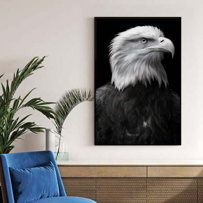 bald eagle portrait wall art in black and white