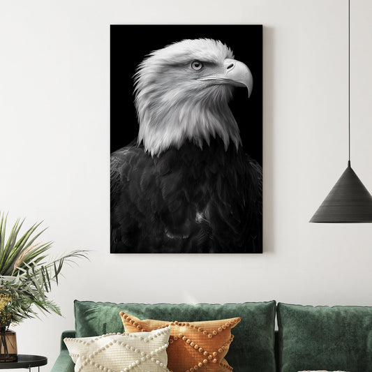 bald eagle portrait wall art in black and white