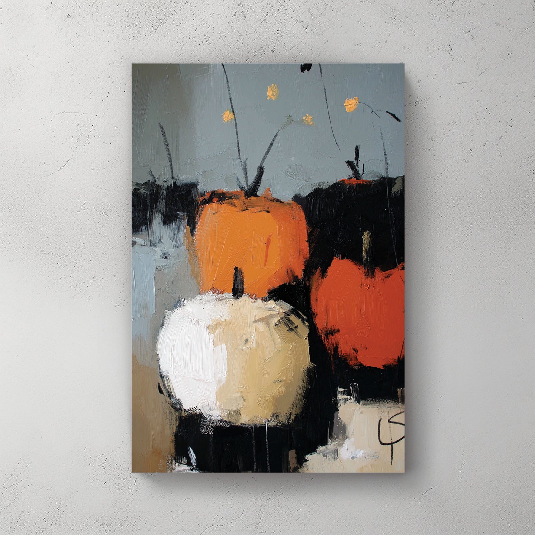 textured pumpkin abstract wall art