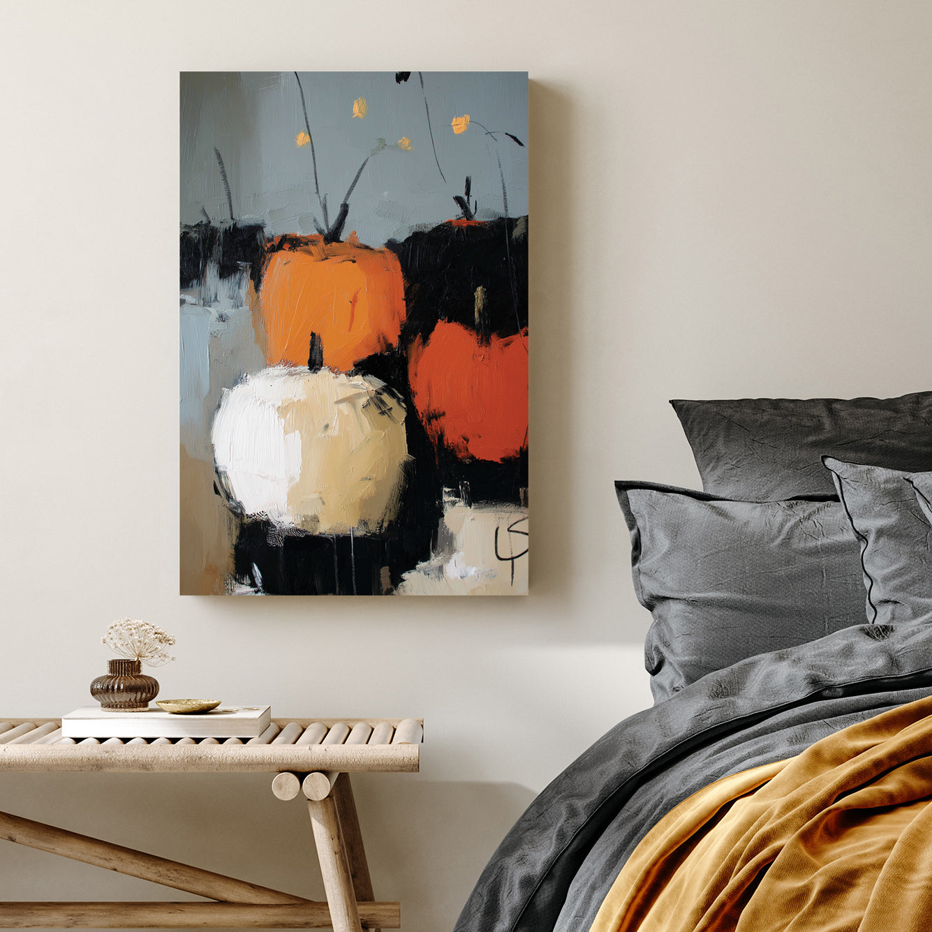 textured pumpkin abstract wall art
