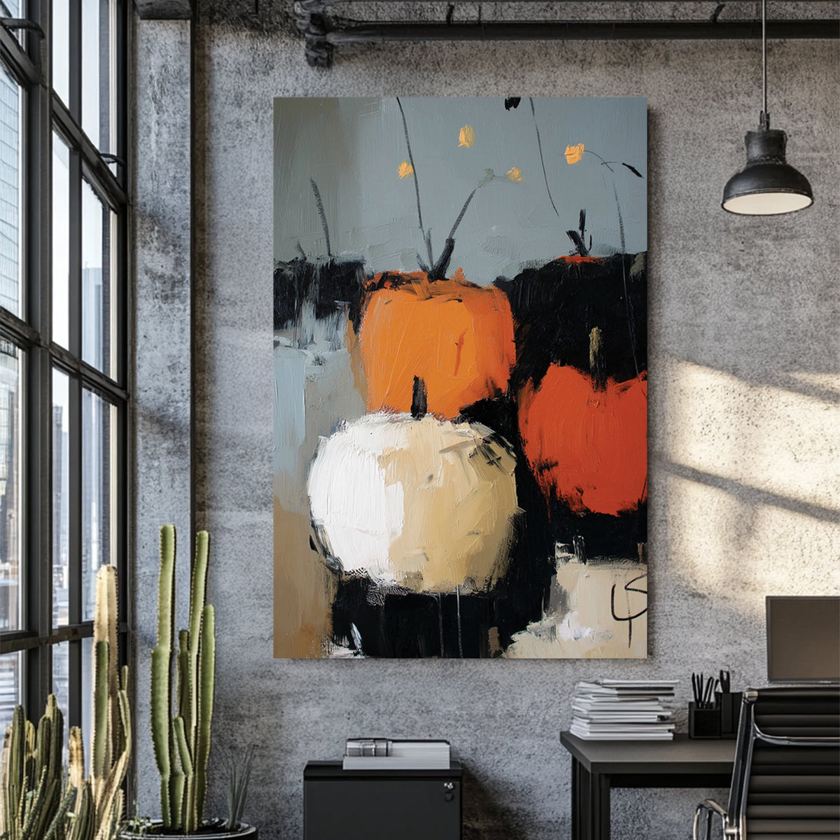textured pumpkin abstract wall art