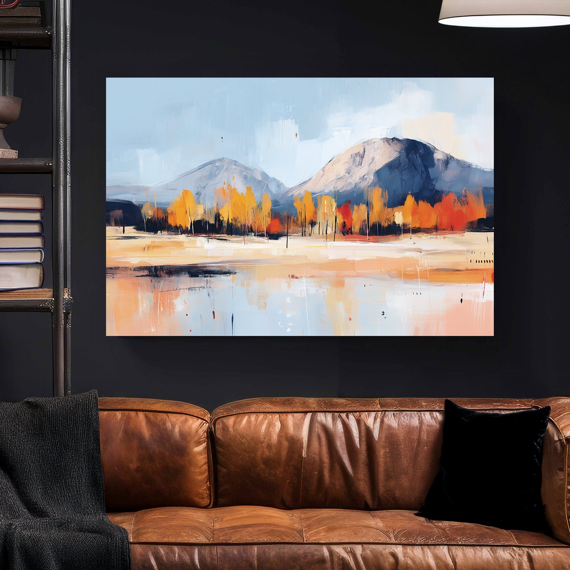 mountain autumn reflection wall art