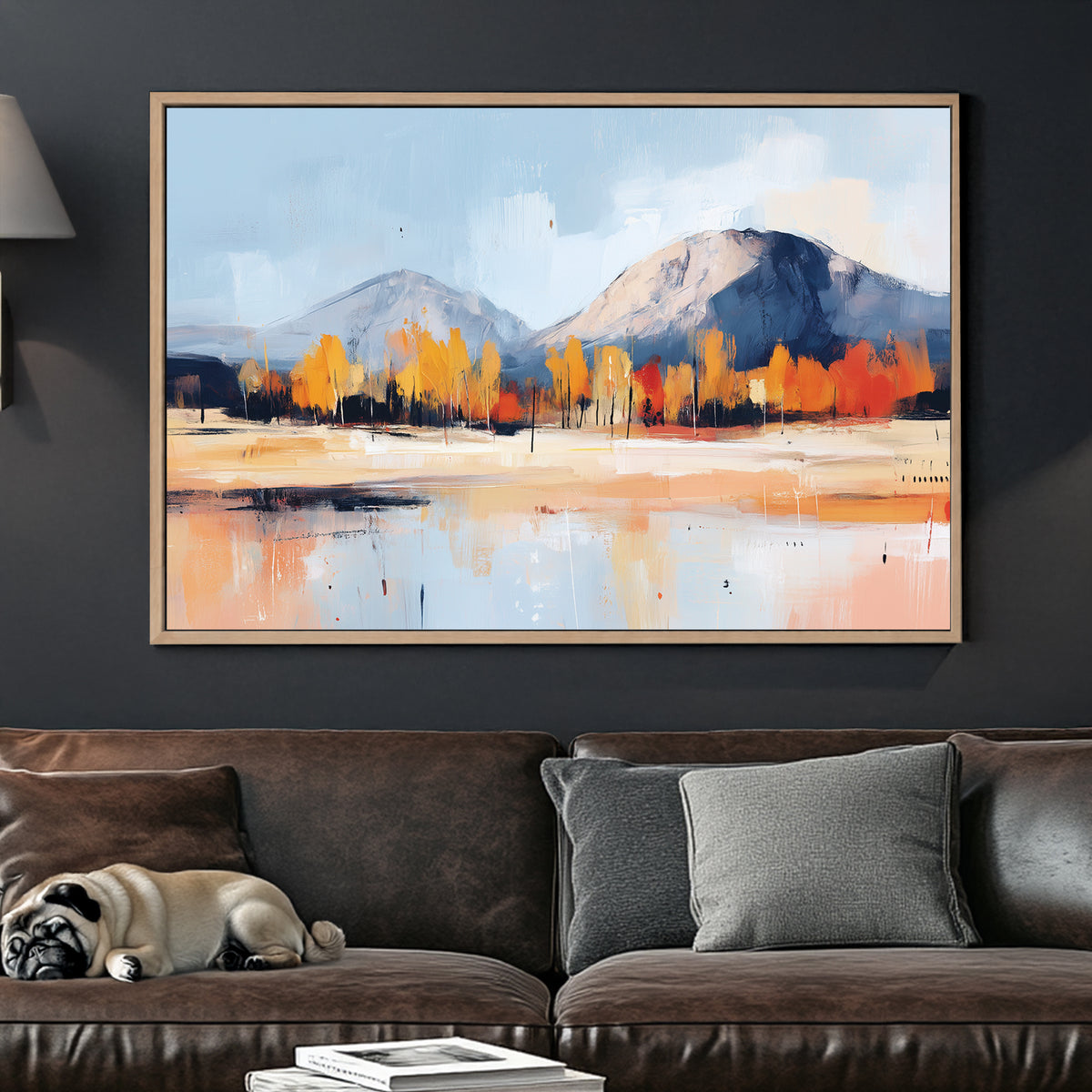 mountain autumn reflection wall art