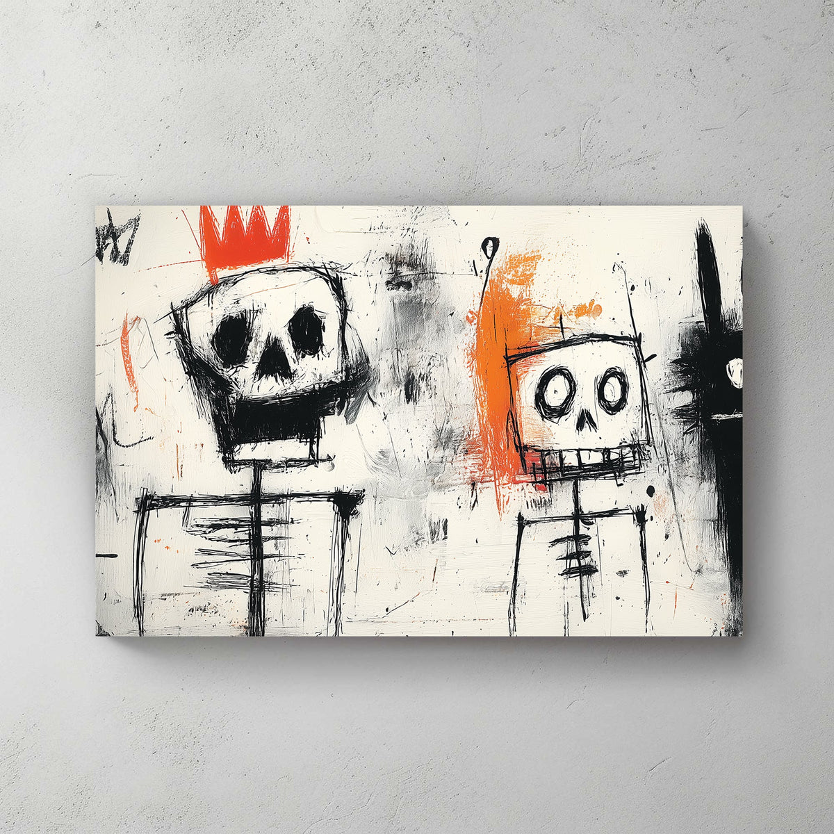 graffiti skull crown wall art with basquiat style