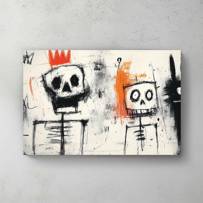 graffiti skull crown wall art with basquiat style