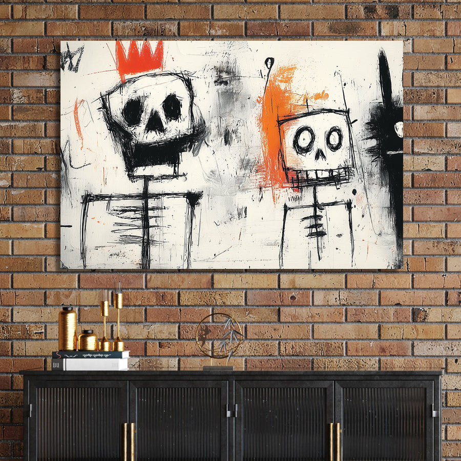 graffiti skull crown wall art with basquiat style