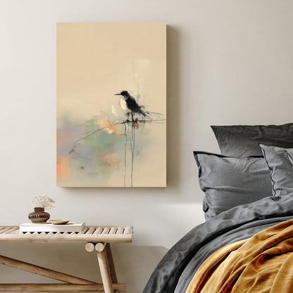 minimalist bird on wire abstract neutral wall art