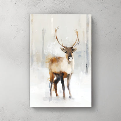 elegant winter stag in snowy forest neutral wall art