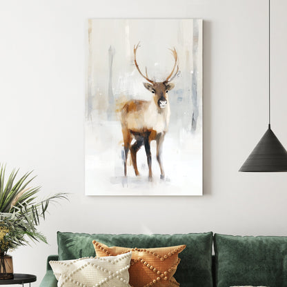 elegant winter stag in snowy forest neutral wall art