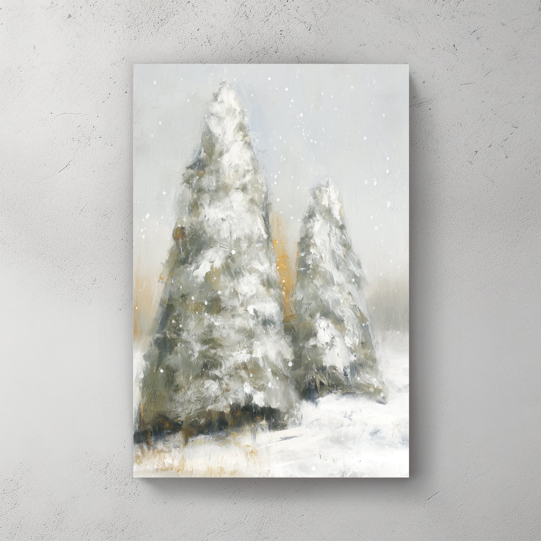 snowy pine trees winter landscape wall art