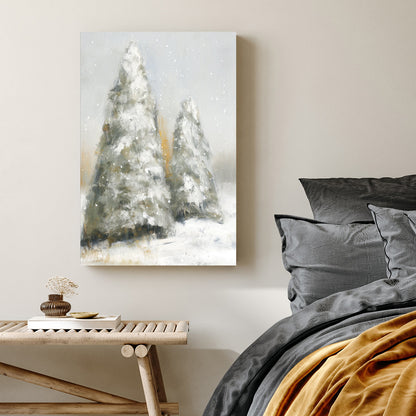 snowy pine trees winter landscape wall art