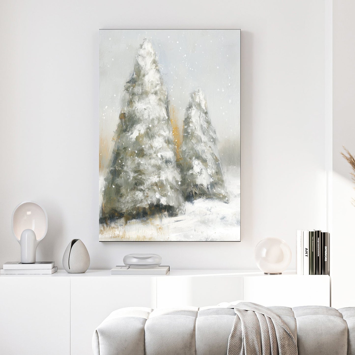 snowy pine trees winter landscape wall art