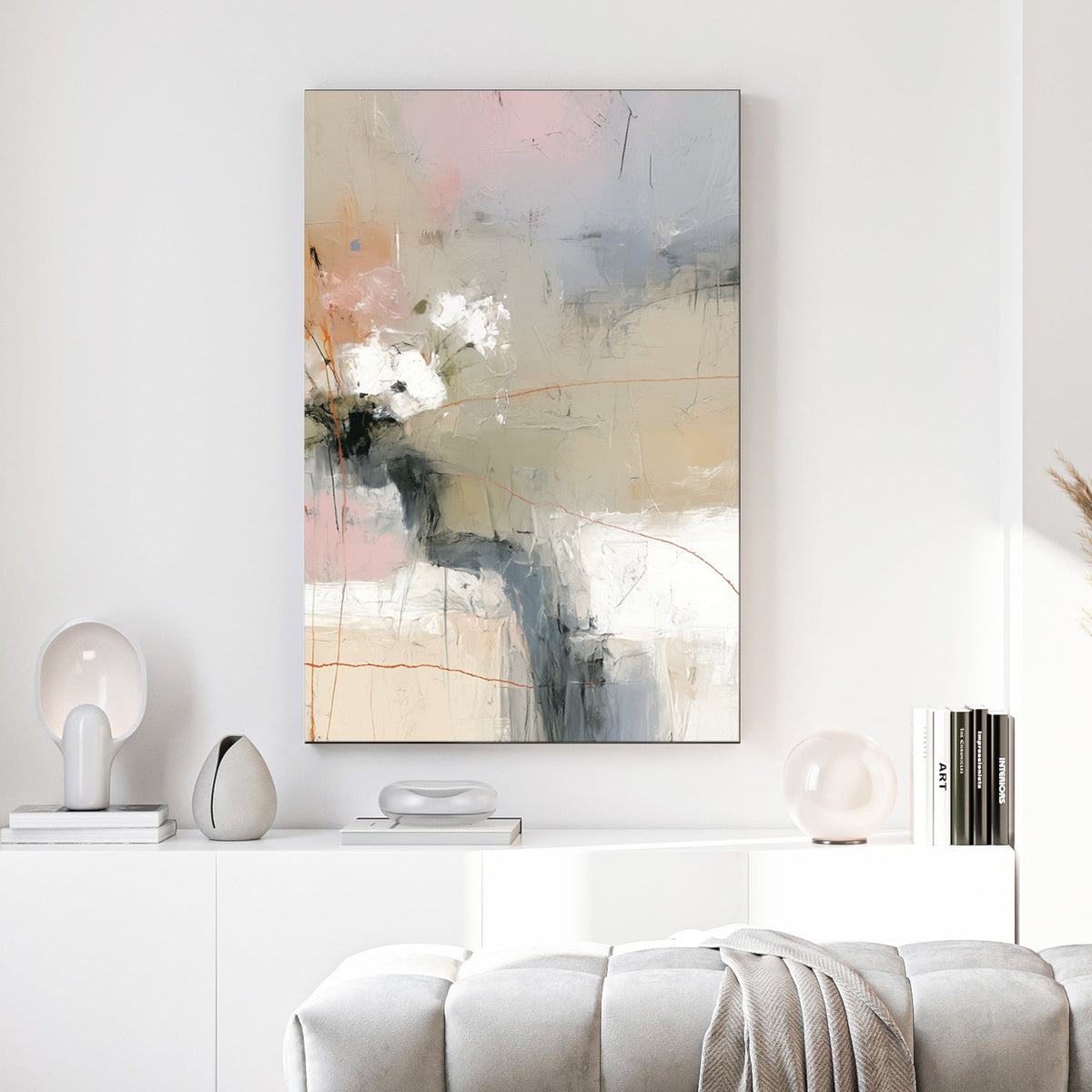 blush pink and grey abstract wall art