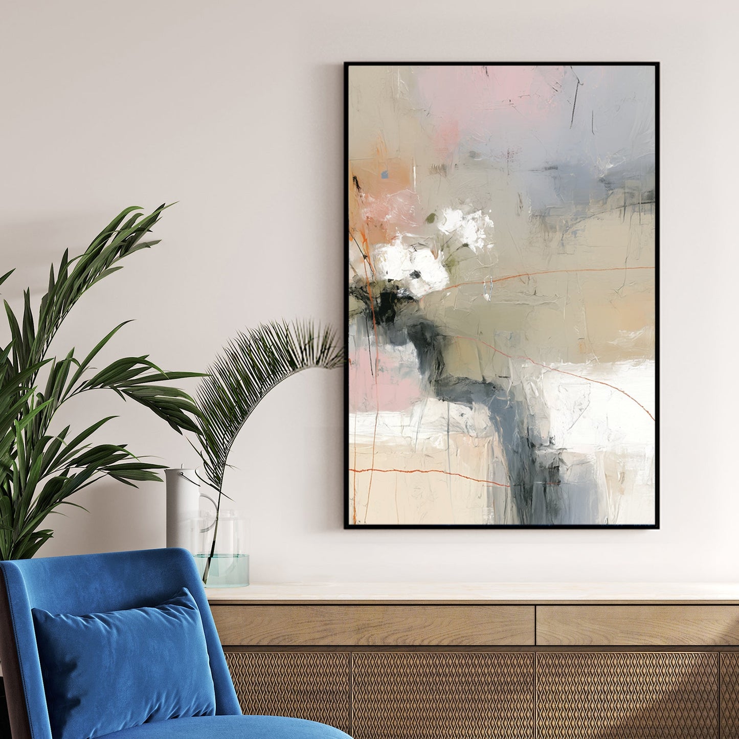 blush pink and grey abstract wall art