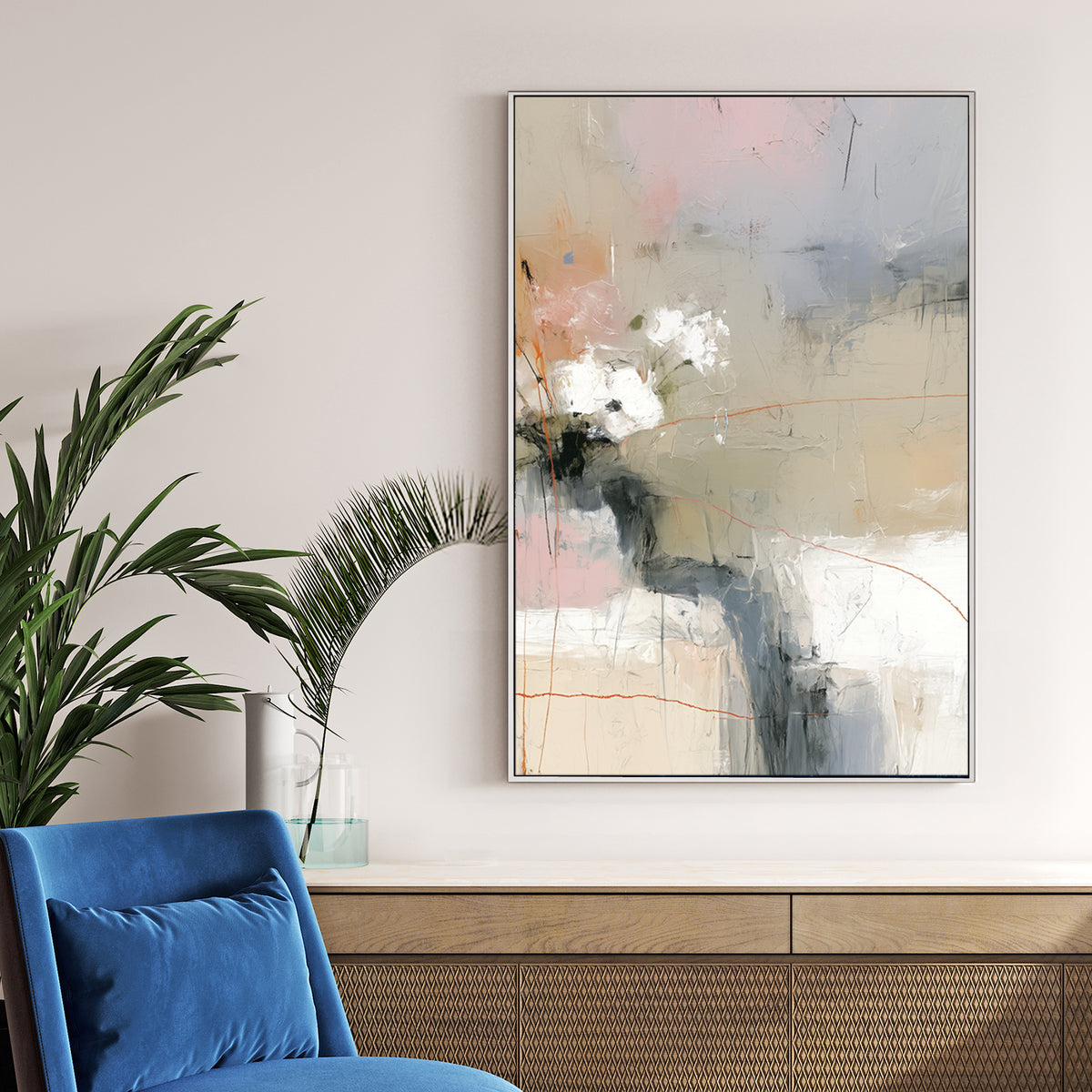 blush pink and grey abstract wall art