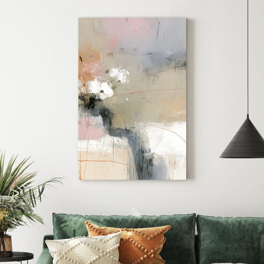 blush pink and grey abstract wall art