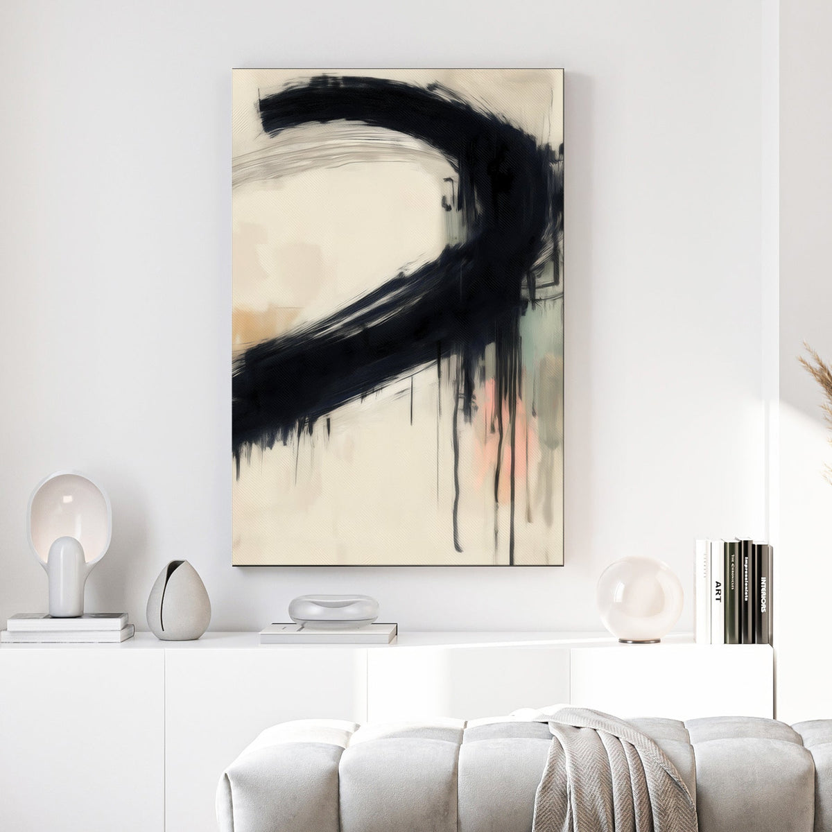 black brushstroke abstract wall art