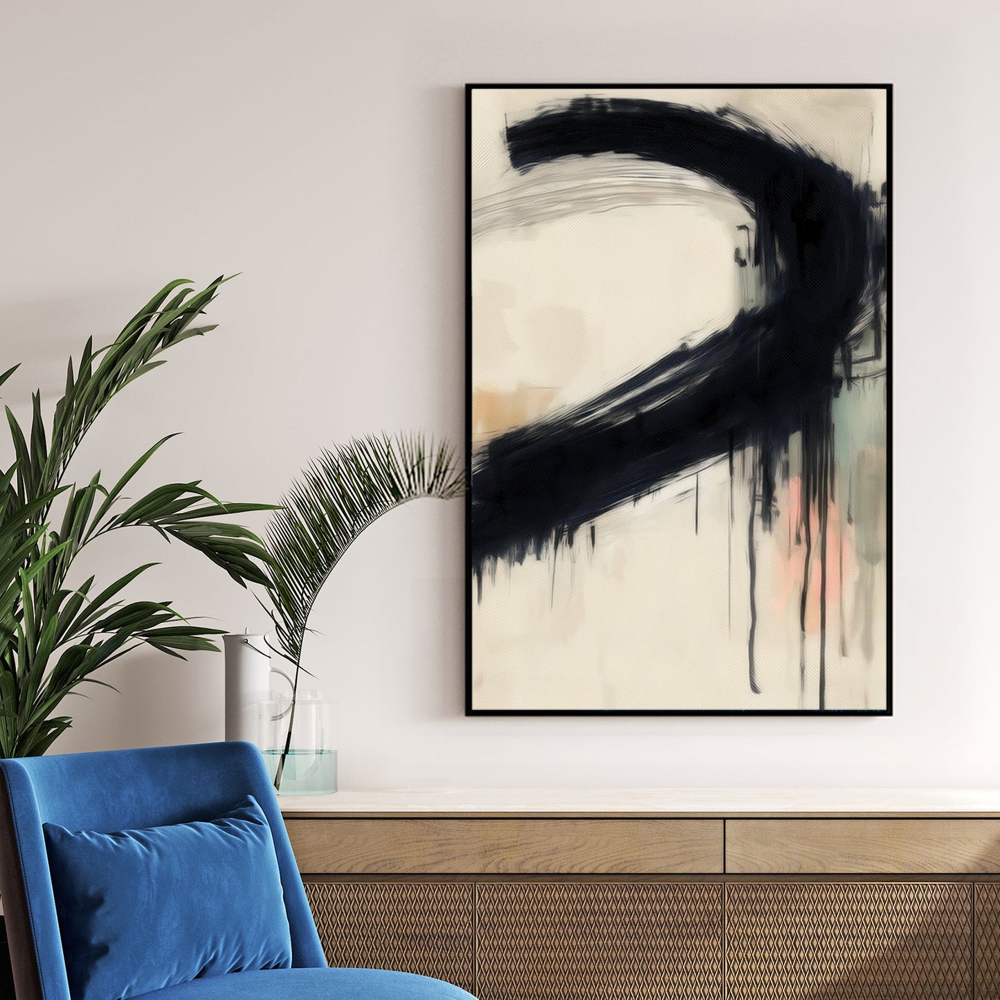black brushstroke abstract wall art