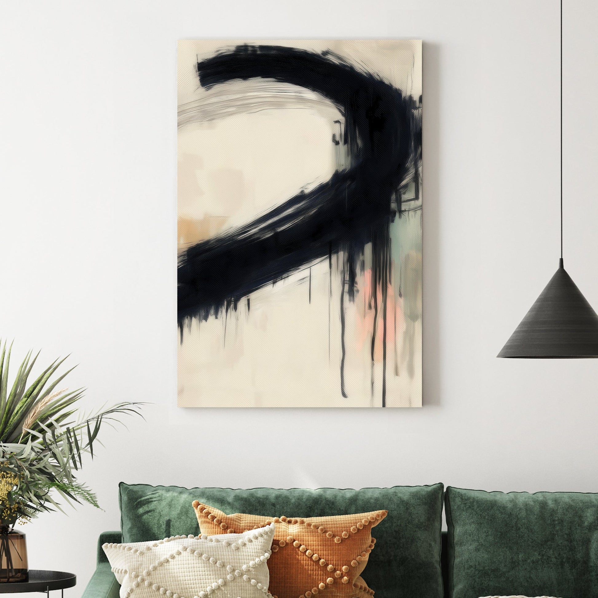 black brushstroke abstract wall art
